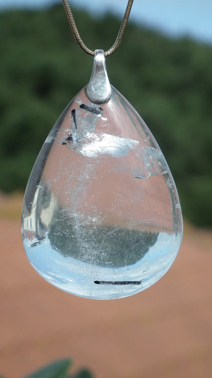 Rutilated quartz pendant sterling silver bail