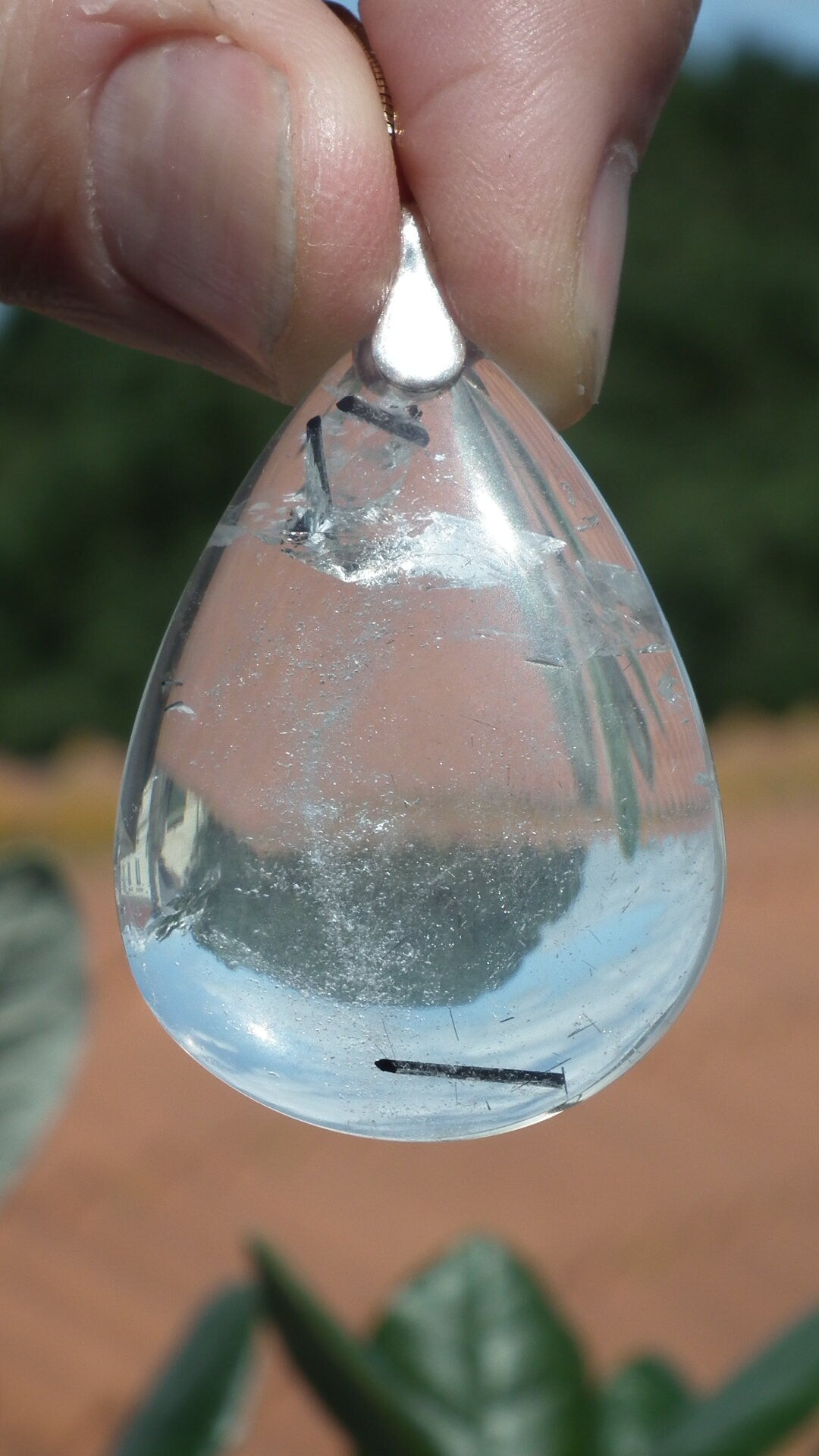 Rutilated quartz pendant sterling silver bail