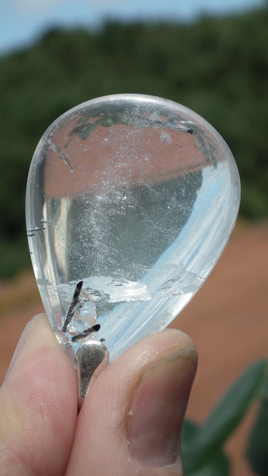 Rutilated quartz pendant sterling silver bail