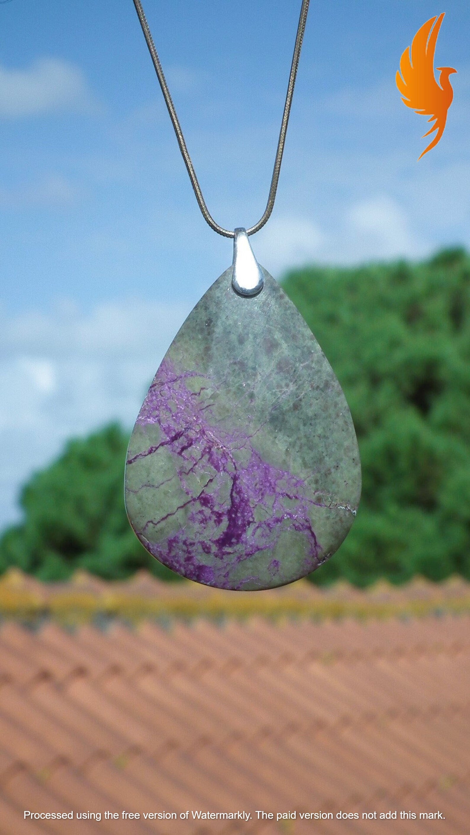 Stichtite pendant with sterling silver bail