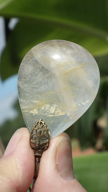 Golden healer quartz necklace bronze bail