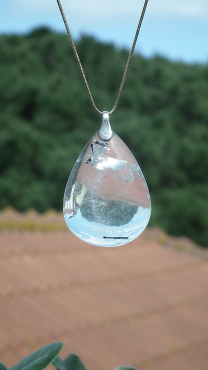 Rutilated quartz pendant sterling silver bail